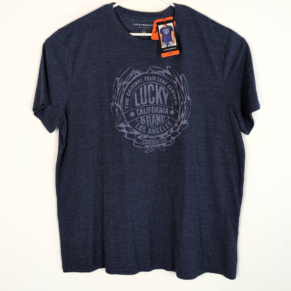 NWT Men's Lucky Brand T-Shirt Size 2XL Blue Navy Graphic Tee